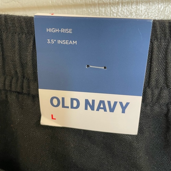 Old Navy NWT High-Waisted Linen-Blend Pull-On Shorts BLK SZ L - Picture 3 of 9